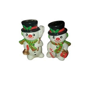 Vintage Festive Snowman Salt And Pepper Shakers